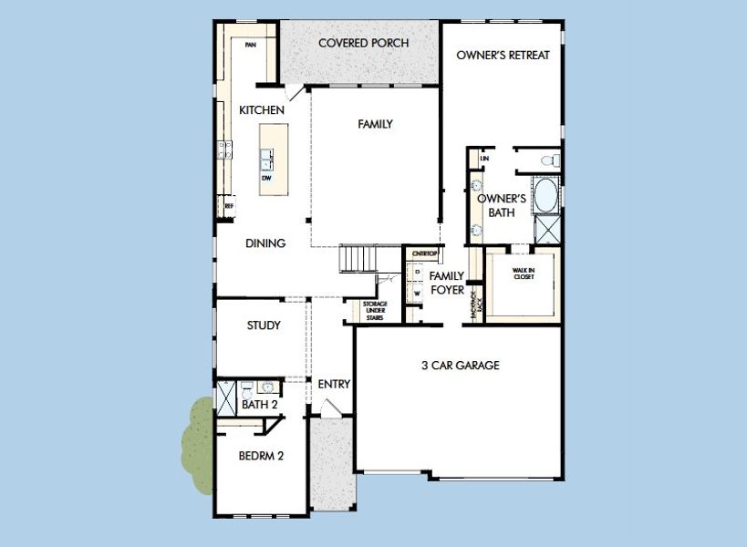 2D floor plan layout for the The Nacogdoches by David Weekley Homes in Briggs Ranch – Signature Legacy Series, San Antonio, TX (Image 3).
