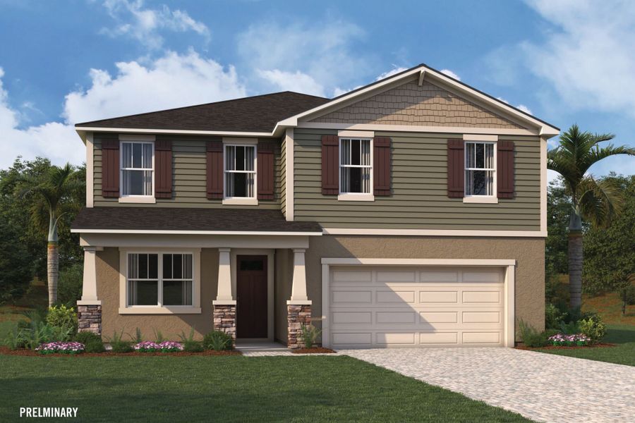 Representative exterior photo of a completed home built from the Voyageur by Mattamy Homes in Crosswind Ranch, Parrish, FL (Image 2).
