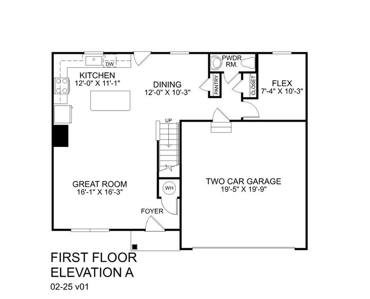2D floor plan layout for the Cedar by Ryan Homes in St. Andrews, Winston, GA (Image 2).