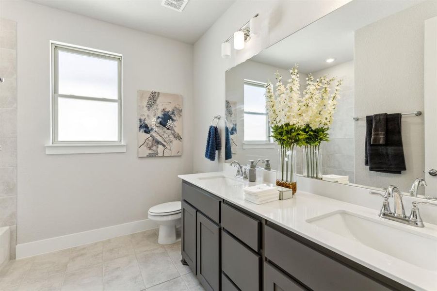 Furnished interior view inside a new home in Merion at Midtown Park, Dallas (Image 28). Furnished interior view inside a new home in Merion at Midtown Park, Dallas (Image 28).