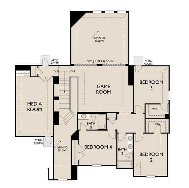 2D floor plan layout of this home in Westland Ranch, League City, TX (Image 5).