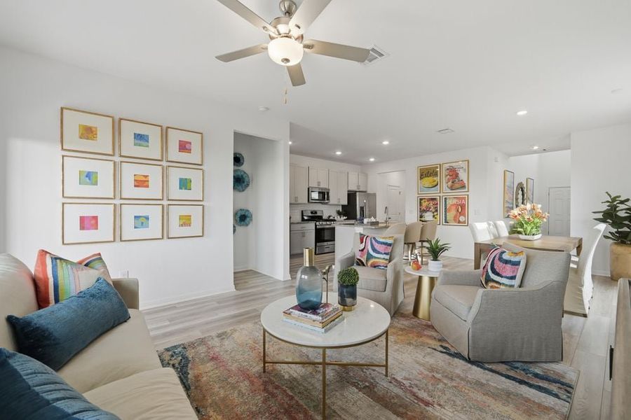 Representative furnished interior of a home built from the Hawk by Taylor Morrison in Longview 40s, Del Valle (Image 11).