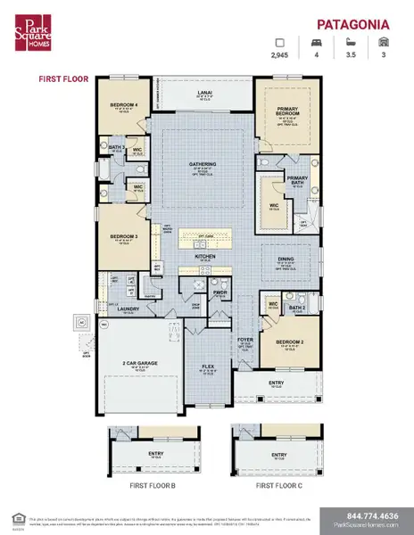 2D floor plan layout for the Patagonia by Park Square Residential in Tamarack at Two Rivers, Zephyrhills, FL (Image 3). 2D floor plan layout for the Patagonia by Park Square Residential in Tamarack at Two Rivers, Zephyrhills, FL (Image 3).