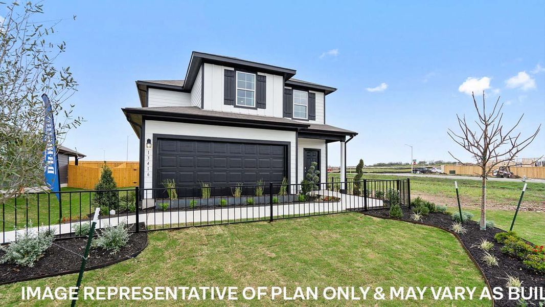 Front exterior of a new home in Durango, Mustang Ridge, TX, highlighting curb appeal (Image 22).