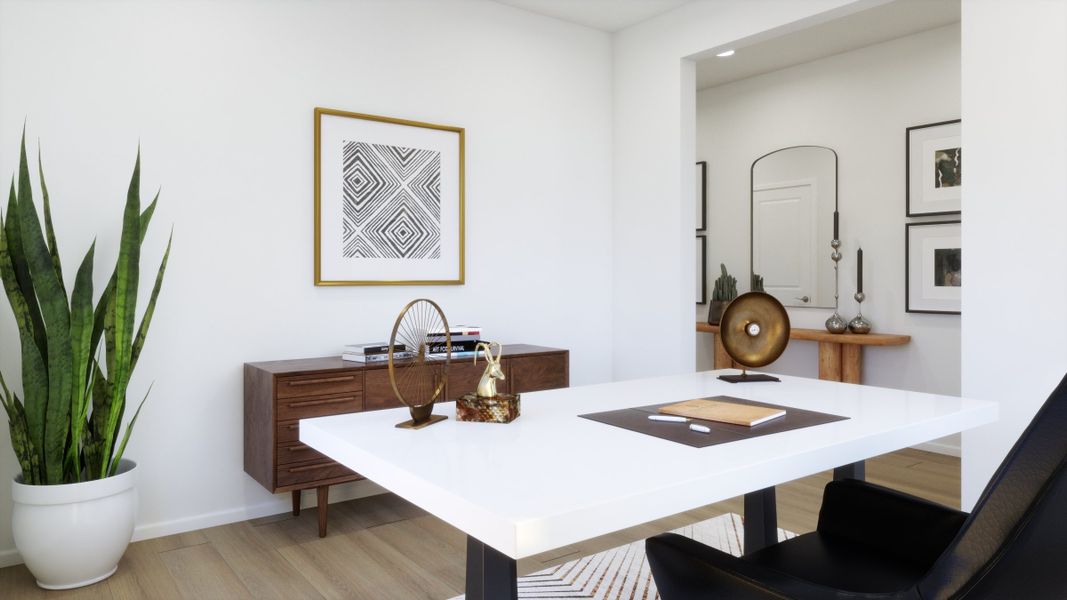 Furnished interior in a model home at The Estates Collection at Talon Pointe in Thornton (Image 18).