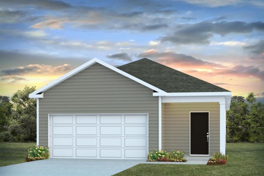 Representative exterior photo of a completed home built from the Downing by D.R. Horton in Hunter's Branch, Hopkins, SC (Image 1).