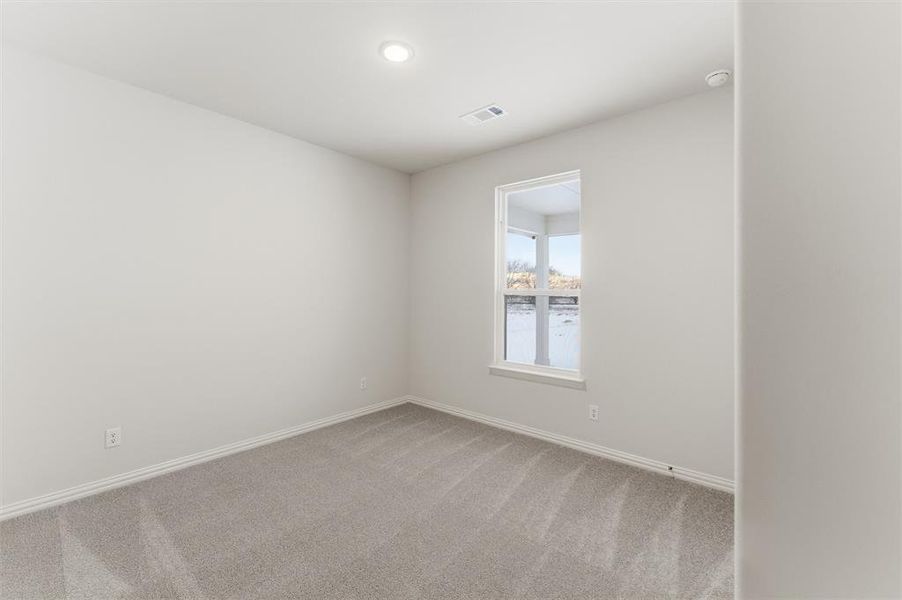 Carpeted empty room with baseboards Carpeted empty room with baseboards