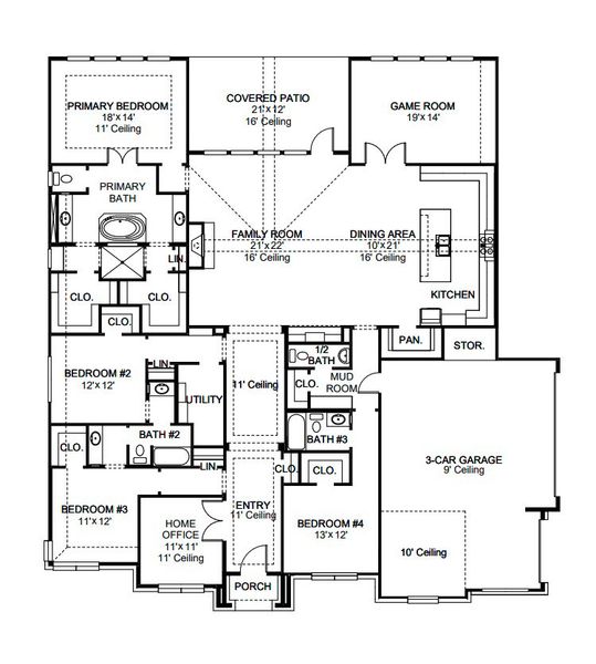 2D floor plan layout for the 3317A by Perry Homes in The Preserve At Elm Creek 1 Acre, New Braunfels, TX (Image 3). 2D floor plan layout for the 3317A by Perry Homes in The Preserve At Elm Creek 1 Acre, New Braunfels, TX (Image 3).