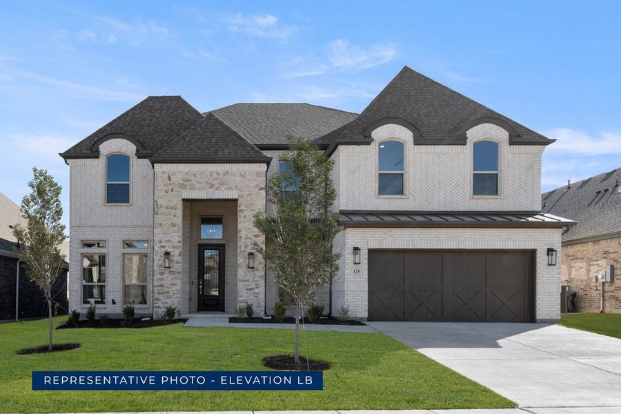Representative exterior photo of a completed home built from the Hillcrest 2F (w/Media) by First Texas Homes in Cambridge Estates, Prosper, TX (Image 19).