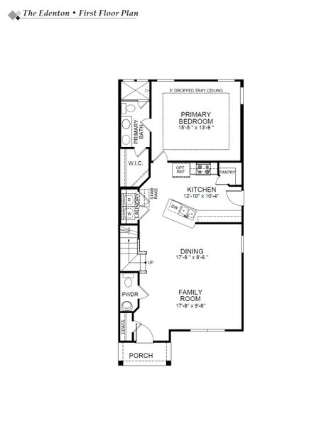 2D floor plan layout for the Edenton by Eastwood Homes in Lauren Park Townhomes, Lexington, SC (Image 2). 2D floor plan layout for the Edenton by Eastwood Homes in Lauren Park Townhomes, Lexington, SC (Image 2).