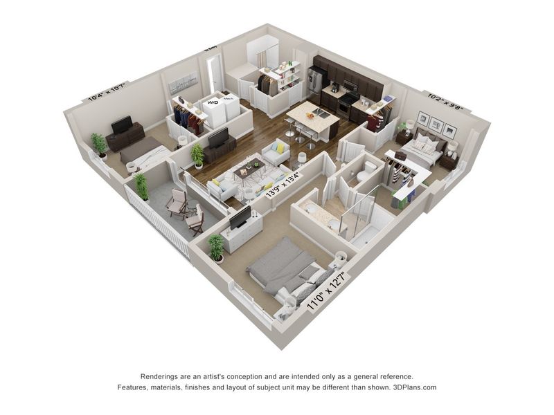 2D floor plan layout of this home in Gateway Commons, Denver, CO (Image 3).
