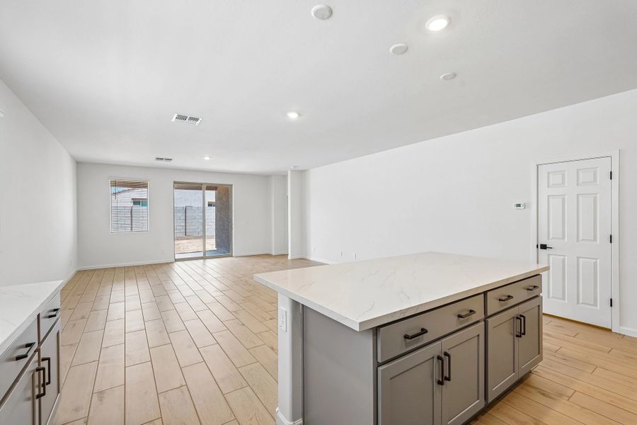 Kitchen, dining and great room Kitchen, dining and great room