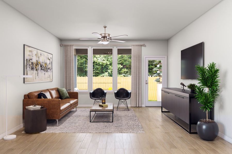 Furnished interior view inside a new home in Terrace Collection at Heritage, Dripping Springs (Image 9).