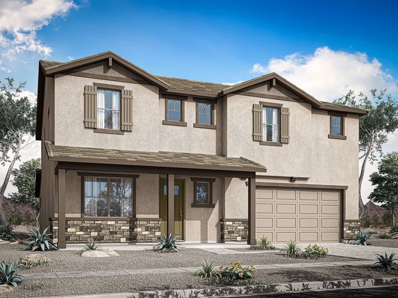 Representative exterior photo of a completed home built from the Revere by Mattamy Homes in Bella Vista Farms, Queen Creek, AZ (Image 2). Representative exterior photo of a completed home built from the Revere by Mattamy Homes in Bella Vista Farms, Queen Creek, AZ (Image 2).
