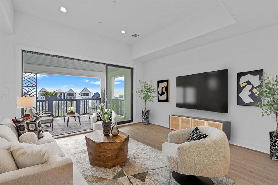 Another set of Tri-Paneled Sliding Glass Doors  Take you From the