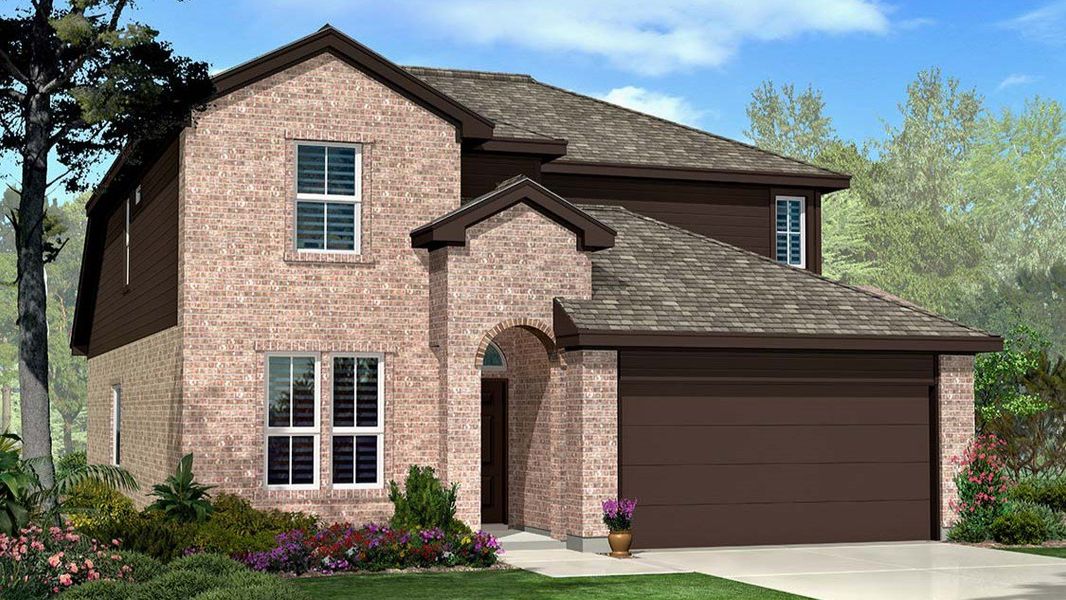 Front exterior of a new home in Homestead at Parks Bell Ranch, Odessa, TX, highlighting curb appeal (Image 2).