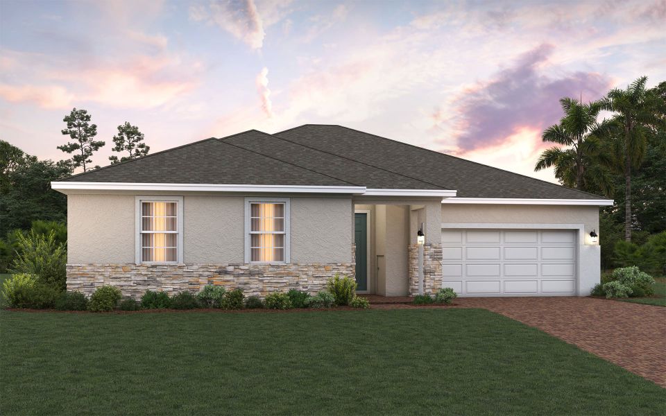 Bradlee elevation 1 shown with optional stone