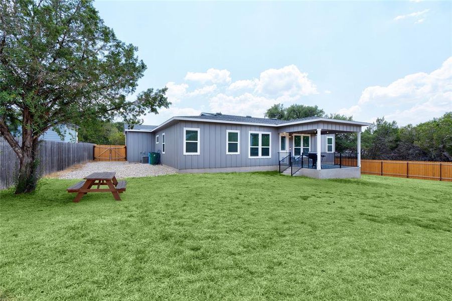 oversized lot with backyard parking space