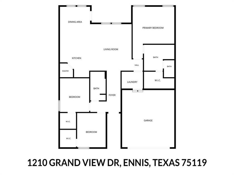 2D floor plan layout of this home in Stonewyck Farms, Ennis, TX (Image 5).