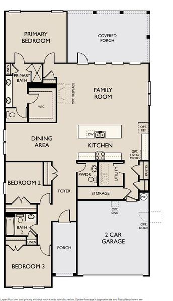 2D floor plan layout of this home in Tea Farm: Presidents Series, Ravenel, SC (Image 1).