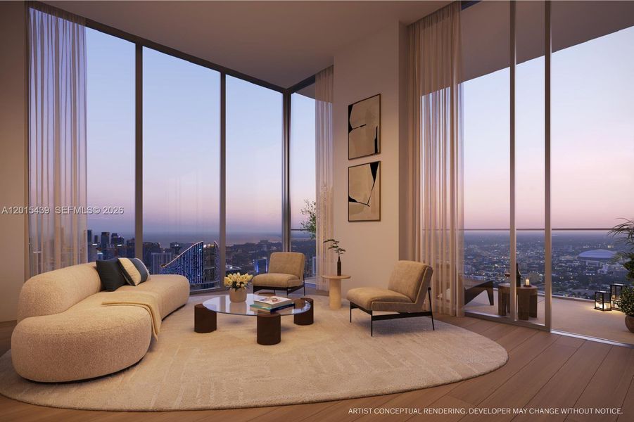 Furnished interior view inside a new home in , Miami (Image 8). Furnished interior view inside a new home in , Miami (Image 8).