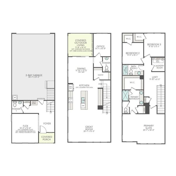 2D floor plan layout for the Marquis by Tri Pointe Homes in Ascend, Charlotte, NC (Image 3). 2D floor plan layout for the Marquis by Tri Pointe Homes in Ascend, Charlotte, NC (Image 3).