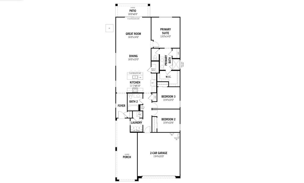 2D floor plan layout for the Cedar by Mattamy Homes in Baker Farms, Phoenix, AZ (Image 5).