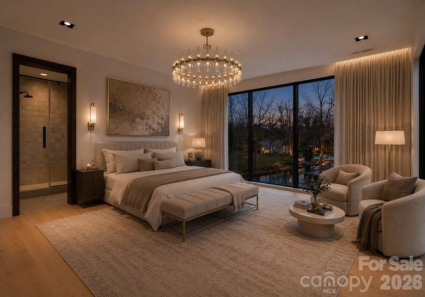 Guest suite with full bathroom and spacious walk-in closet. Disclosure: This image has been digitally enhanced with AI-generated virtual staging and does not reflect the property's actual condition. Guest suite with full bathroom and spacious walk-in closet. Disclosure: This image has been digitally enhanced with AI-generated virtual staging and does not reflect the property's actual condition.