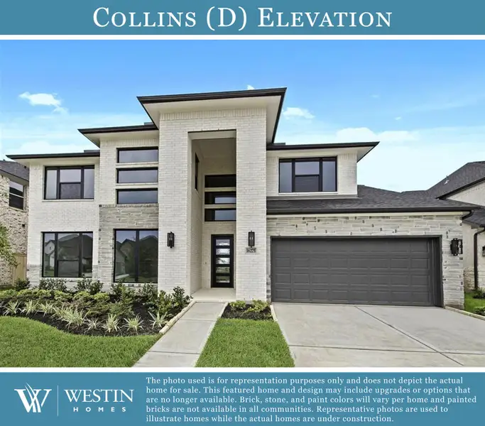 Representative exterior photo of a completed home built from the The Collins by Westin Homes in The Woodlands Hills – 55', Willis, TX (Image 18).
