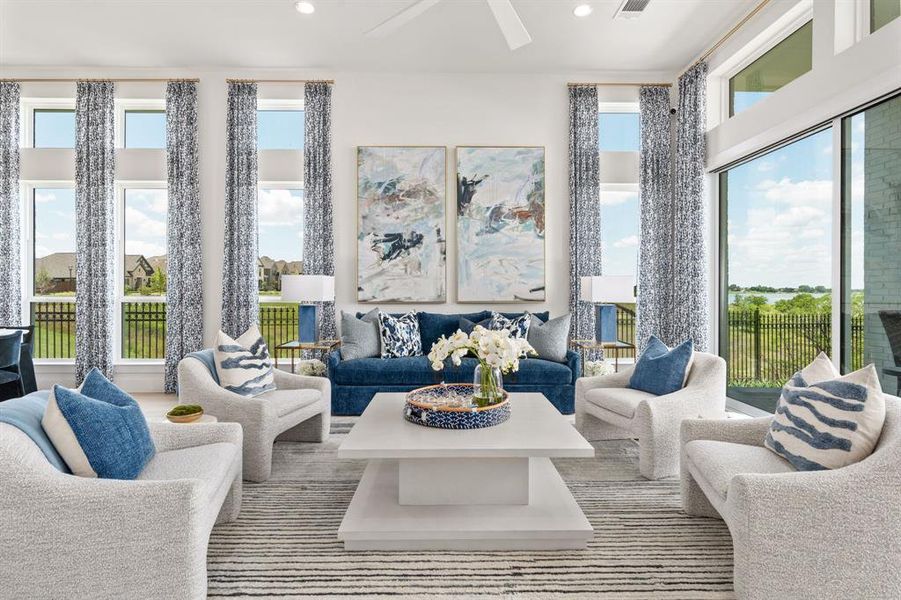 Living area featuring plenty of natural light and recessed lighting Living area featuring plenty of natural light and recessed lighting