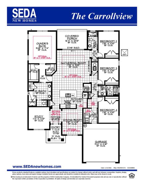 2D floor plan layout for the Carrollview by SEDA New Homes in Edwards Creek Estates, Jacksonville, FL (Image 3). 2D floor plan layout for the Carrollview by SEDA New Homes in Edwards Creek Estates, Jacksonville, FL (Image 3).