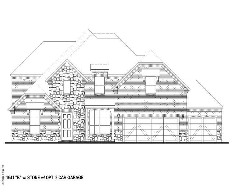 Plan 161 Elevation B w/ Stone (3C) Plan 161 Elevation B w/ Stone (3C)