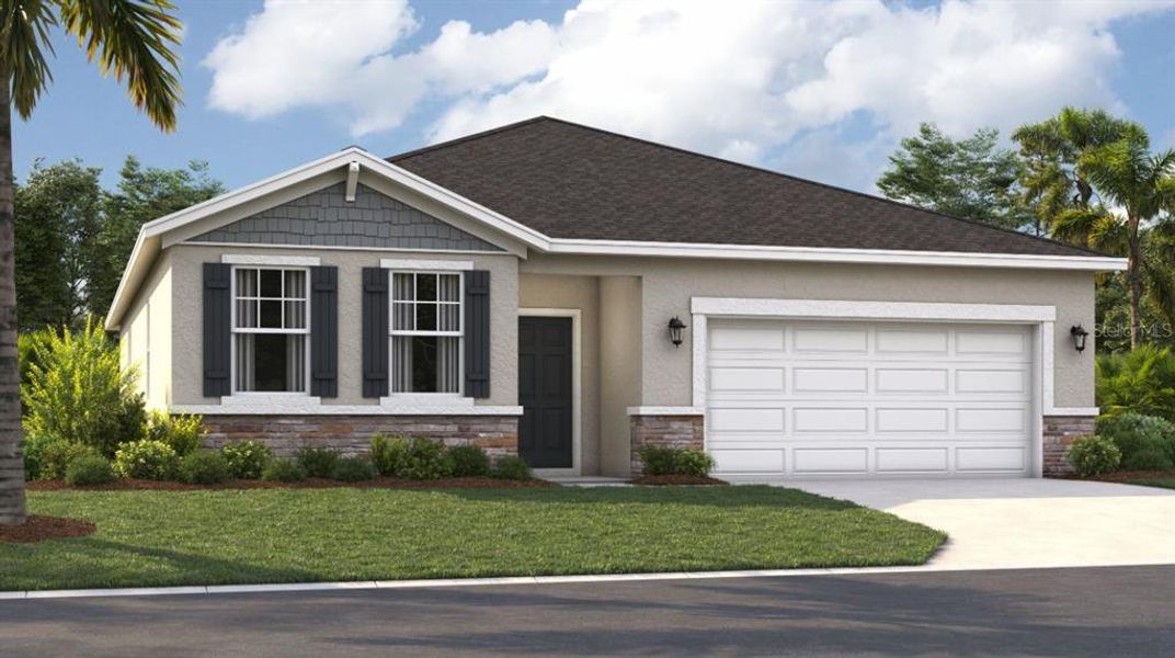Front exterior of a new home in Hidden Cove, Eustis, FL, highlighting curb appeal (Image 1). Front exterior of a new home in Hidden Cove, Eustis, FL, highlighting curb appeal (Image 1).