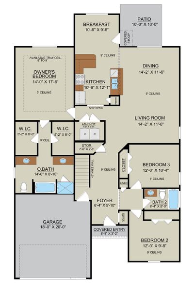 Harbor – First Floor with coat closet in foyer - Elevation A | Ernest Homes