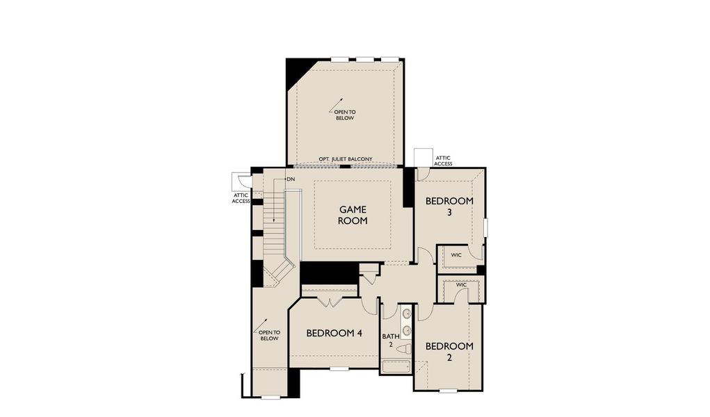 2D floor plan layout for the Bethany by Ashton Woods in Wildrye 60ft, Waller, TX (Image 4).