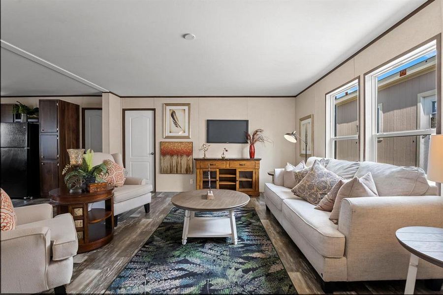 Living room featuring wood finished floors