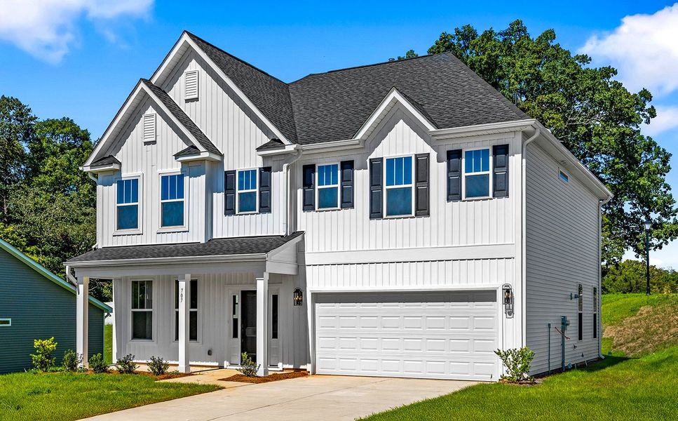 Front exterior of a new home in Hanes Lake, Winston-Salem, NC, highlighting curb appeal (Image 2).
