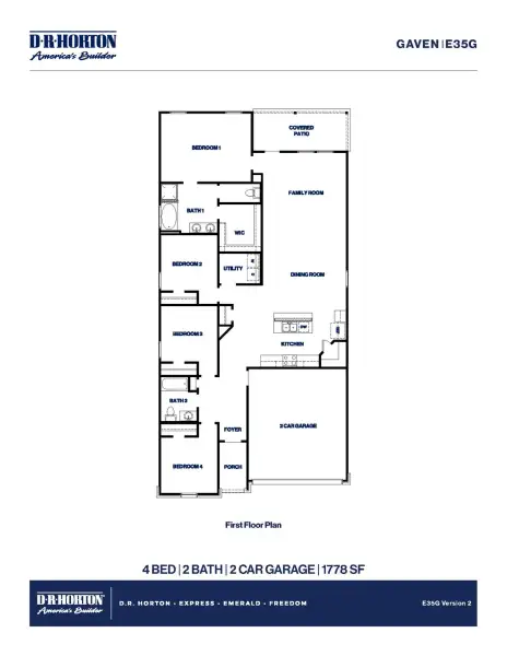 2D floor plan layout of this home in Sunterra Lakes, Brookshire, TX (Image 4).