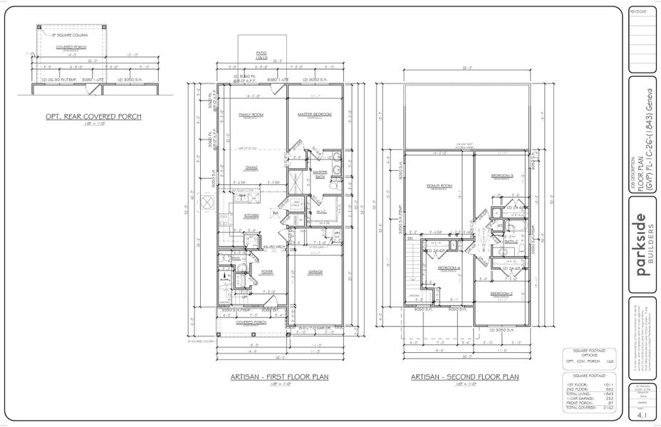 Ist & 2nd Floor Plans with Optional Rear Covered Porch Ist & 2nd Floor Plans with Optional Rear Covered Porch
