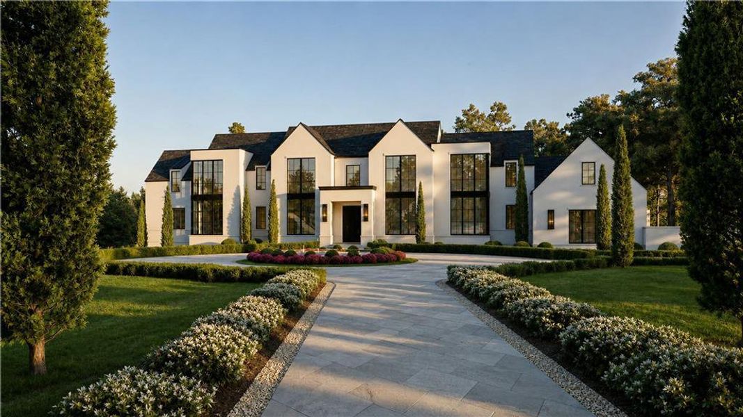 Front exterior of a new home in Manor Estates, Milton, GA, highlighting curb appeal (Image 9). Front exterior of a new home in Manor Estates, Milton, GA, highlighting curb appeal (Image 9).