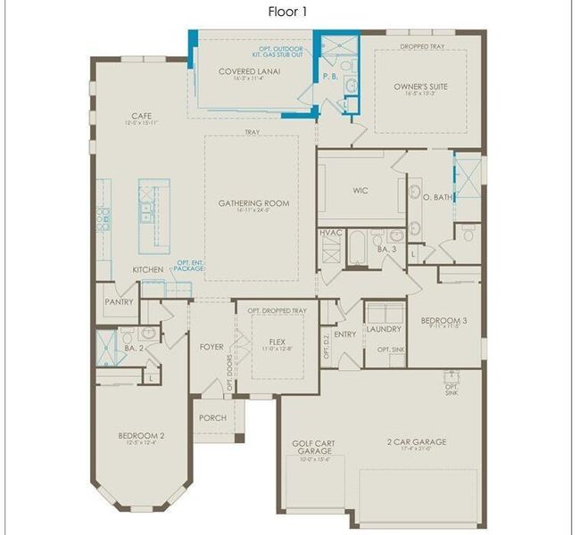 2D floor plan layout of this home in Avondale at Avenir, Palm Beach Gardens, FL (Image 3).