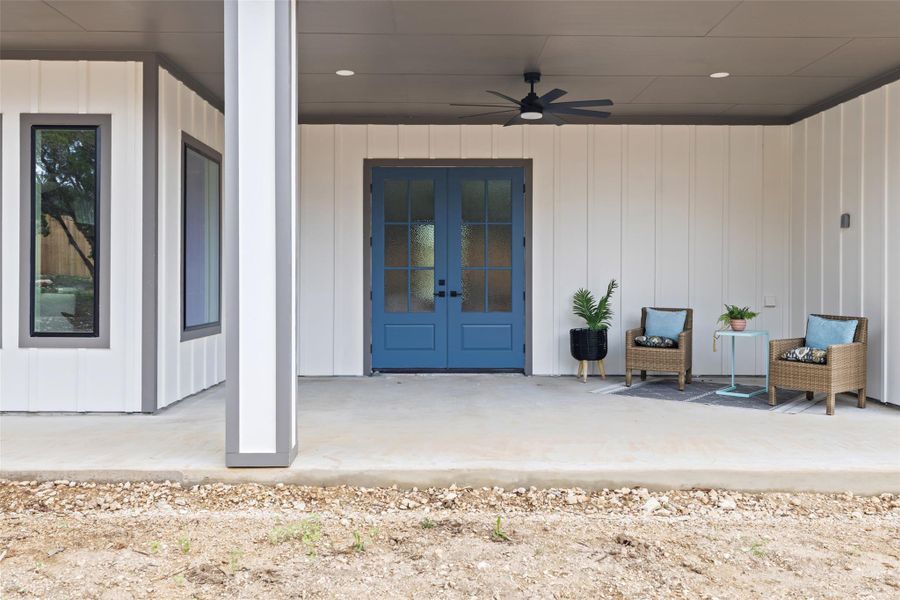 Exterior details and patio area of a home in , Wimberley (Image 27).
