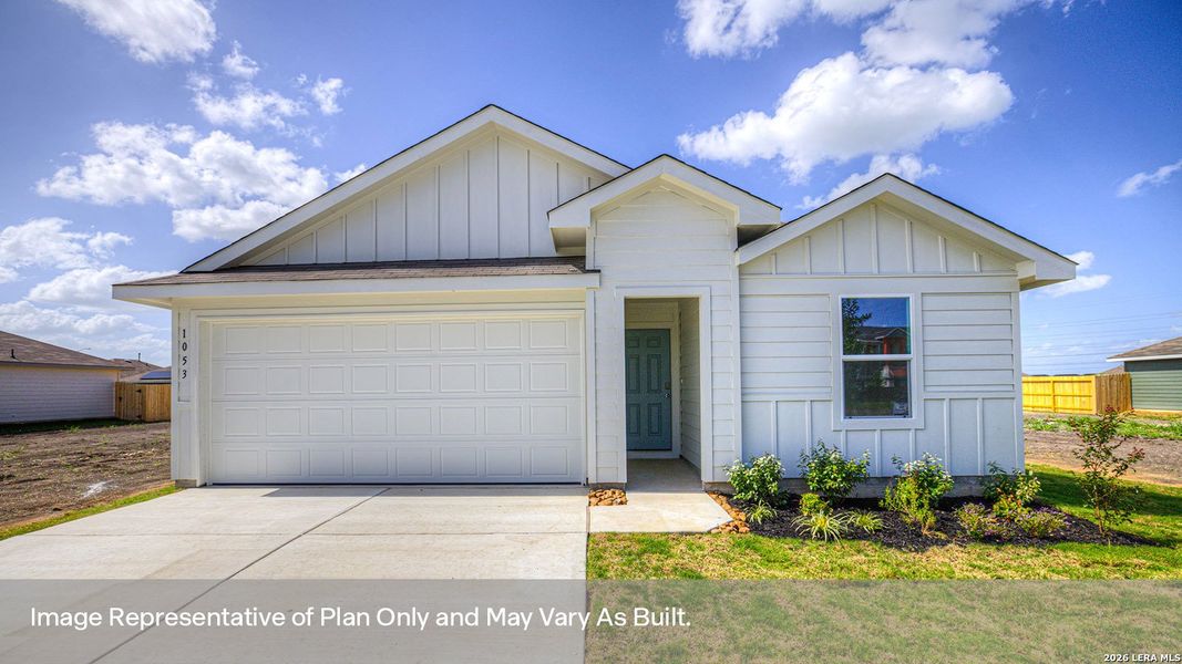 Front exterior of a new home in Navarro Fields, Seguin, TX, highlighting curb appeal (Image 1). Front exterior of a new home in Navarro Fields, Seguin, TX, highlighting curb appeal (Image 1).