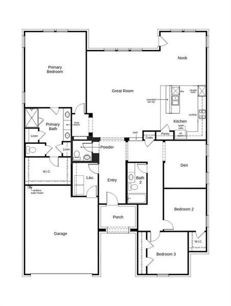 2D floor plan layout of this home in The Preserve Estates, Justin, TX (Image 4).