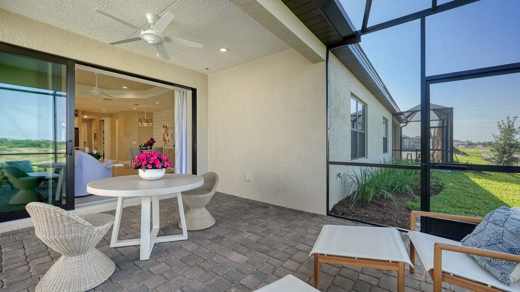 Exterior details and patio area of a home in Vistera of Venice, Nokomis (Image 3).