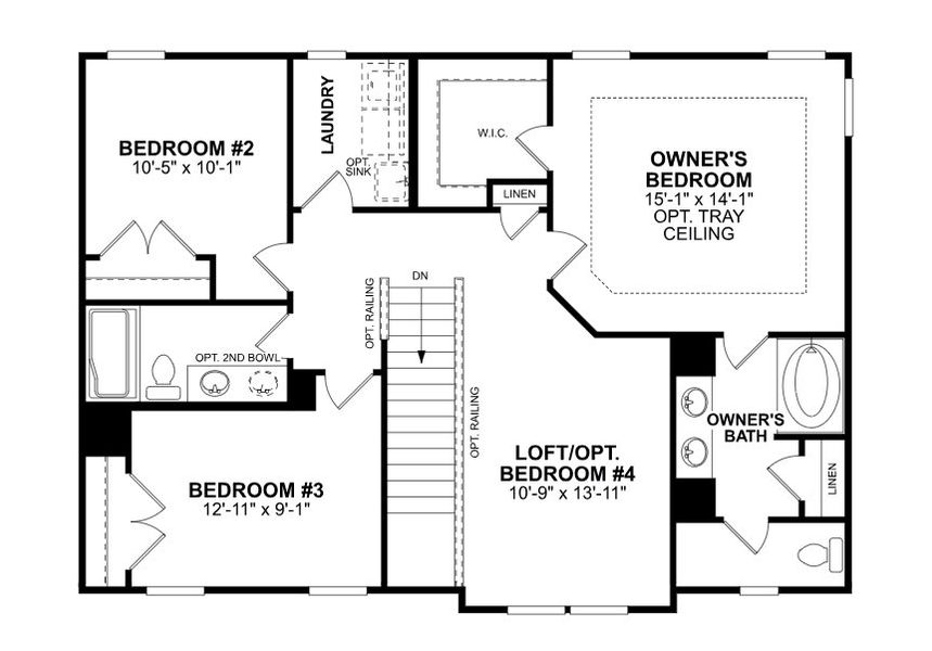 2D floor plan layout for the Dearborn II by M/I Homes in Bellamore, York, SC (Image 3).