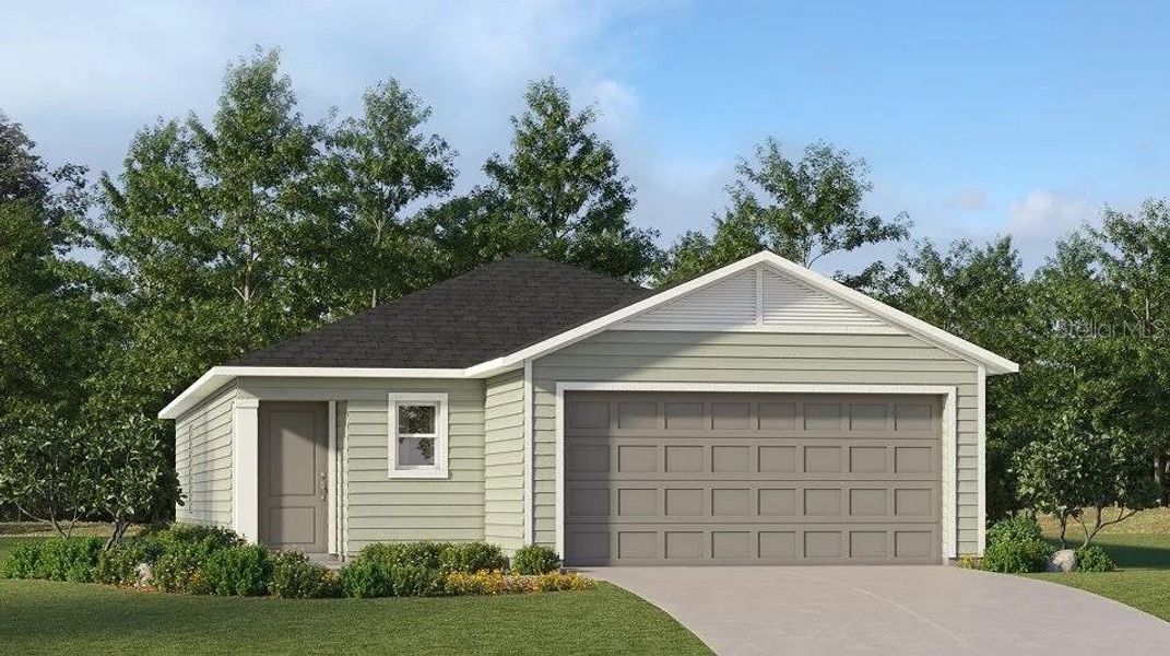 Front exterior of a new home in Millwood: Millwood Estates - The Meadows, Ocala, FL, highlighting curb appeal (Image 1).