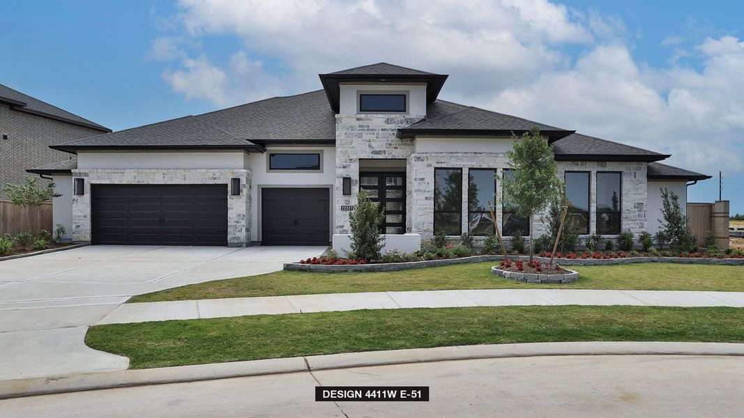 Front exterior of a new home in Bridgeland, Cypress, TX, highlighting curb appeal (Image 2).