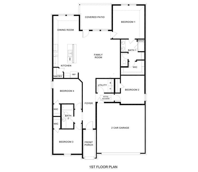 2D floor plan layout of this home in Trailstone, Caddo Mills, TX (Image 2).