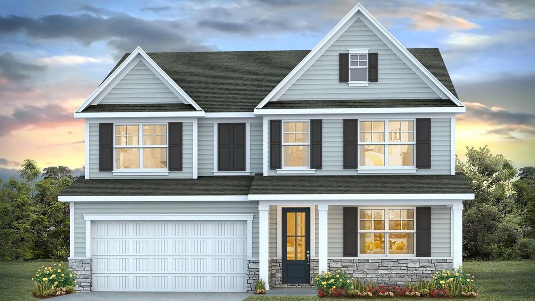 Representative exterior photo of a completed home built from the HARBOR OAK by D.R. Horton in Rich Square at Brunswick Plantation, Ash, NC (Image 2). Representative exterior photo of a completed home built from the HARBOR OAK by D.R. Horton in Rich Square at Brunswick Plantation, Ash, NC (Image 2).